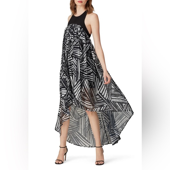 Toccin Printed Trapeze Dress Stripe High Low Flowy Maxi Racerback Resort‎ Vaca 4 - Picture 1 of 13